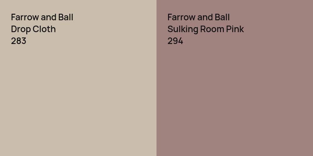 Farrow and Ball Drop Cloth vs. Farrow and Ball Sulking Room Pink