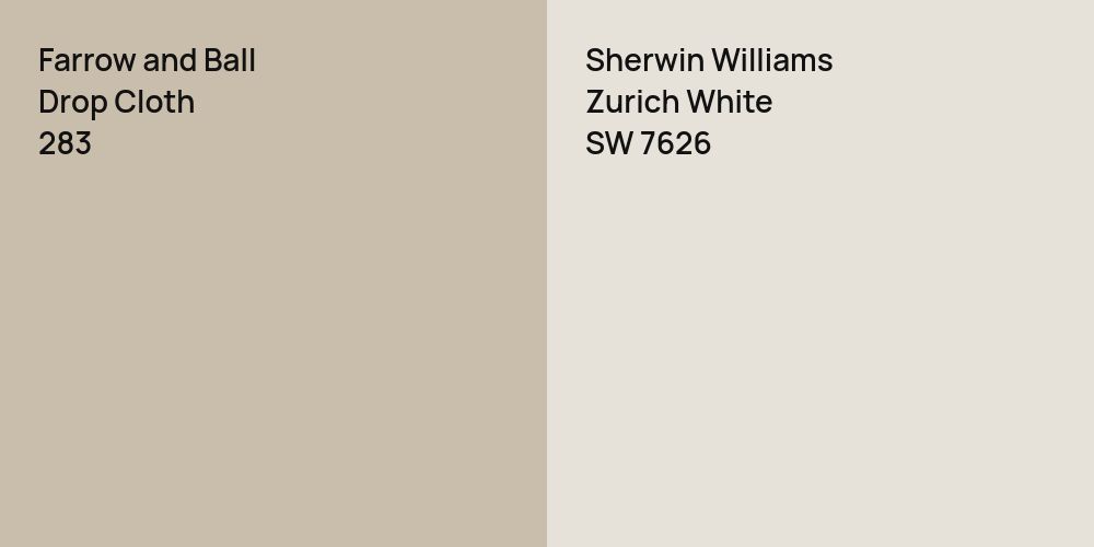 Farrow and Ball Drop Cloth vs. Sherwin Williams Zurich White