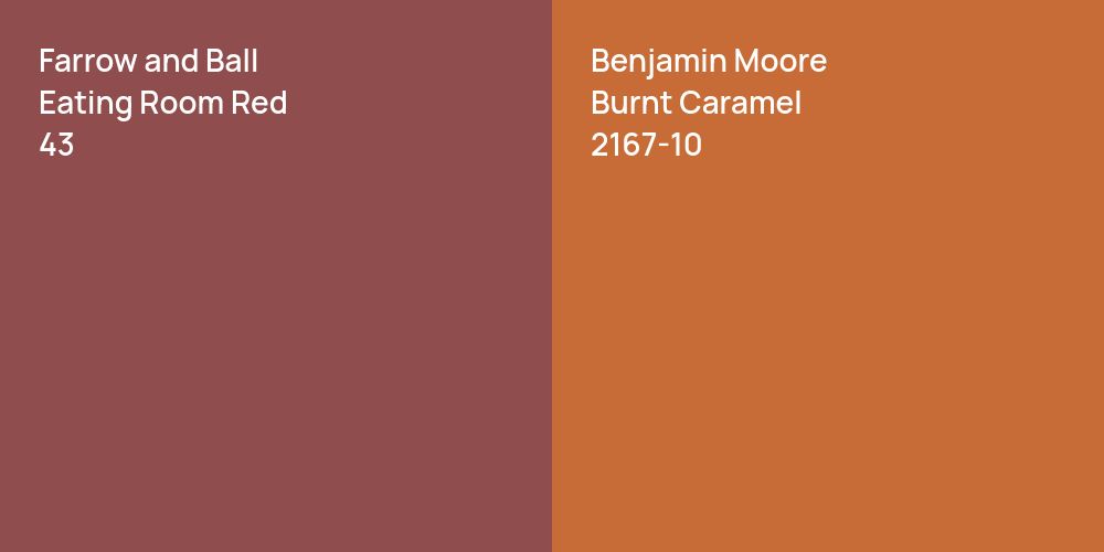 Farrow and Ball Eating Room Red vs. Benjamin Moore Burnt Caramel