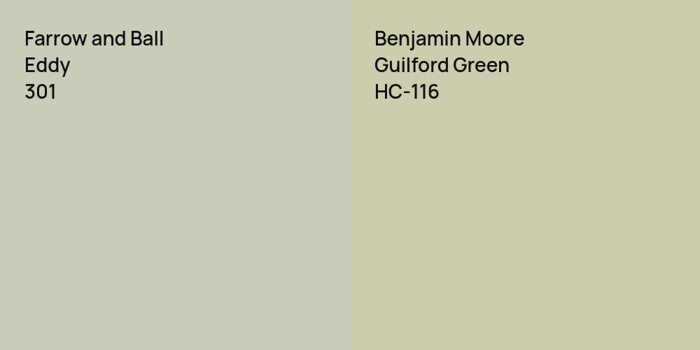 Farrow and Ball Eddy vs. Benjamin Moore Guilford Green