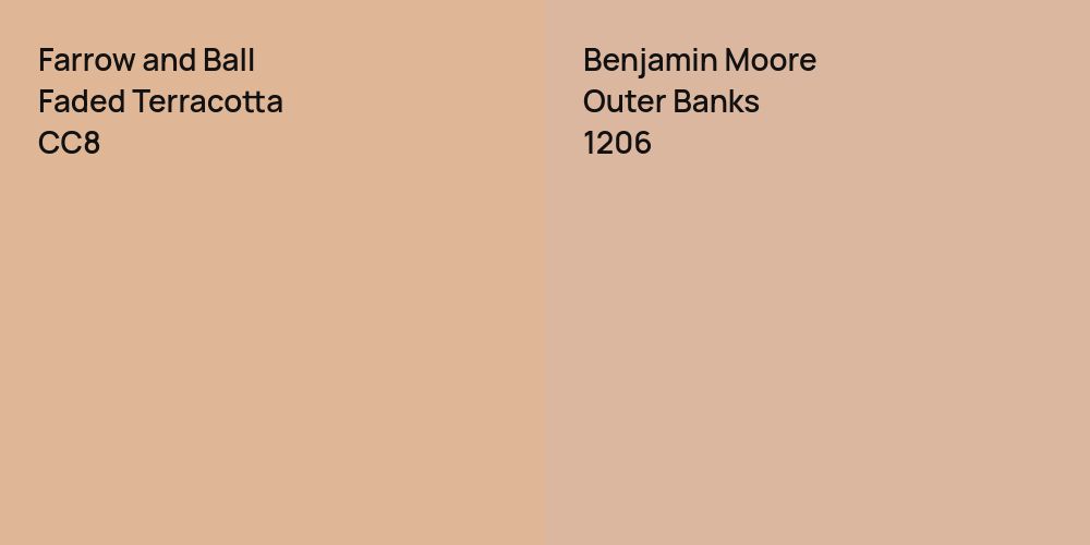 Farrow and Ball Faded Terracotta vs. Benjamin Moore Outer Banks