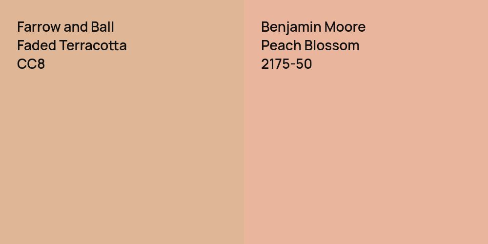 Farrow and Ball Faded Terracotta vs. Benjamin Moore Peach Blossom