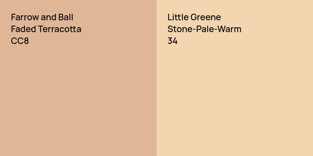 Farrow and Ball Faded Terracotta vs. Little Greene Stone-Pale-Warm