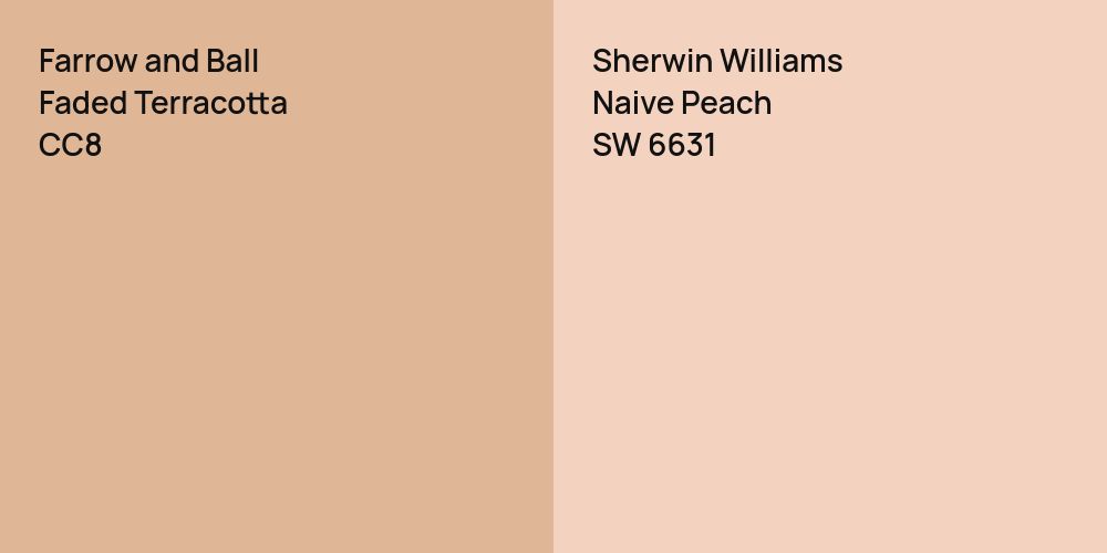 Farrow and Ball Faded Terracotta vs. Sherwin Williams Naive Peach