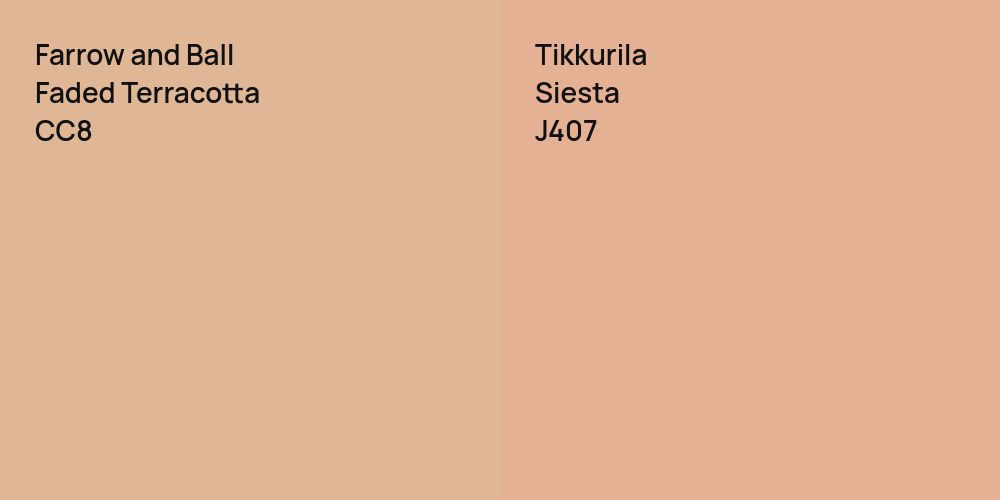 Farrow and Ball Faded Terracotta vs. Tikkurila Siesta