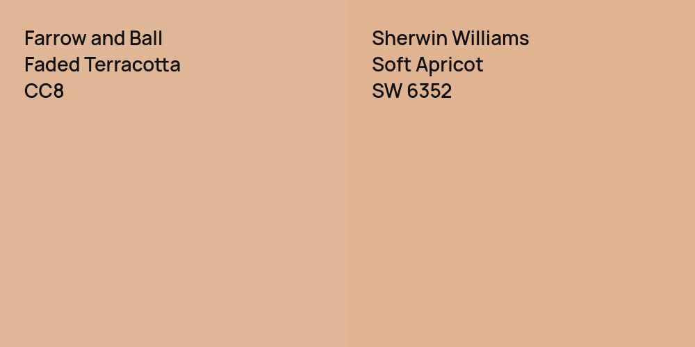 Farrow and Ball Faded Terracotta vs. Sherwin Williams Soft Apricot