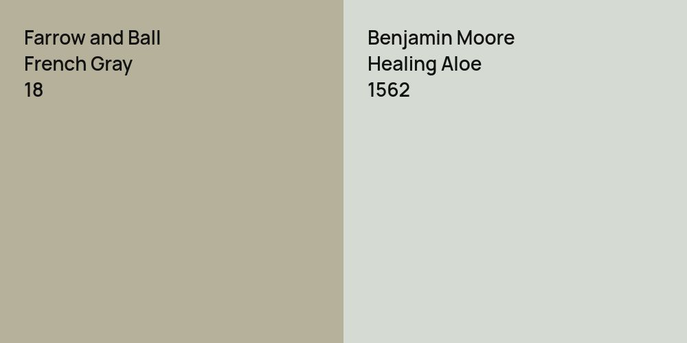 Farrow and Ball French Gray vs. Benjamin Moore Healing Aloe