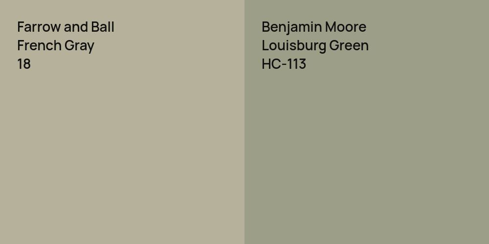 Farrow and Ball French Gray vs. Benjamin Moore Louisburg Green