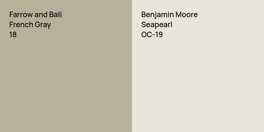 Farrow and Ball French Gray vs. Benjamin Moore Seapearl