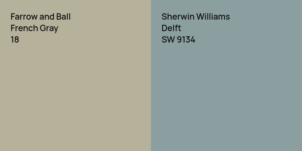 Farrow and Ball French Gray vs. Sherwin Williams Delft