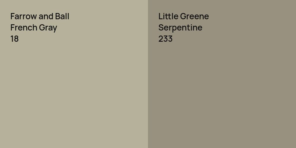 Farrow and Ball French Gray vs. Little Greene Serpentine