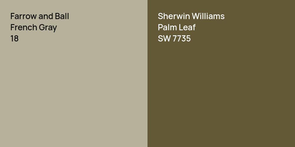 Farrow and Ball French Gray vs. Sherwin Williams Palm Leaf