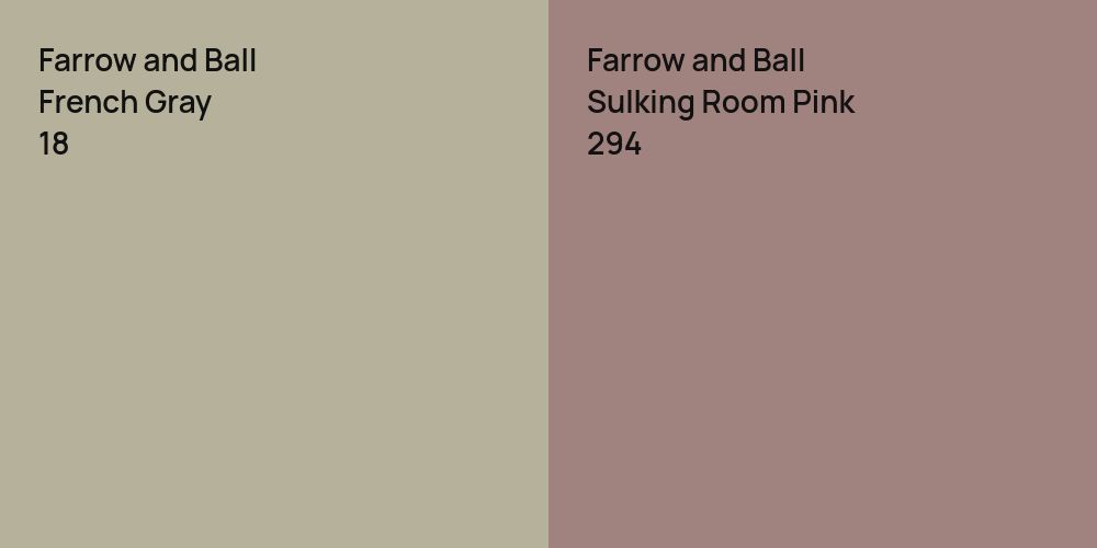 Farrow and Ball French Gray vs. Farrow and Ball Sulking Room Pink