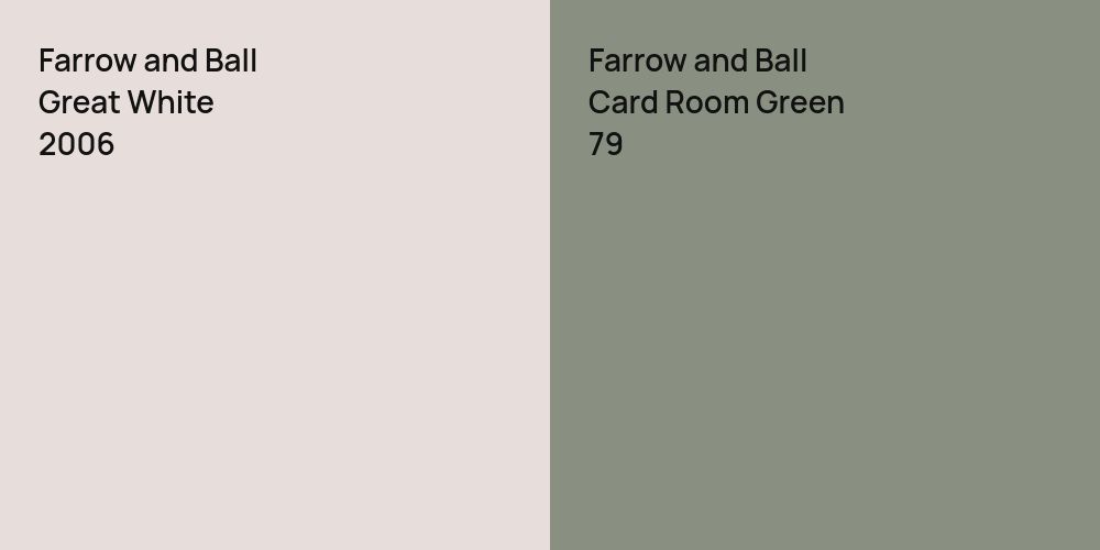 Farrow and Ball Great White vs. Farrow and Ball Card Room Green