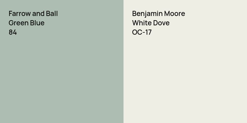 Farrow and Ball Green Blue vs. Benjamin Moore White Dove