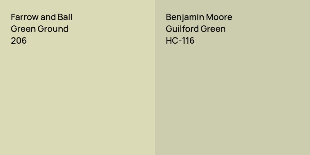 Farrow and Ball Green Ground vs. Benjamin Moore Guilford Green