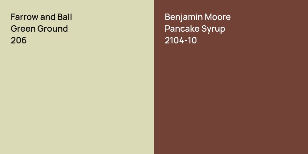 Farrow and Ball Green Ground vs. Benjamin Moore Pancake Syrup