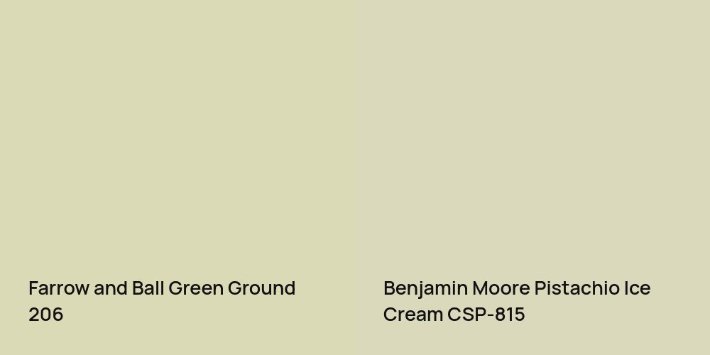 Farrow and Ball Green Ground vs. Benjamin Moore Pistachio Ice Cream