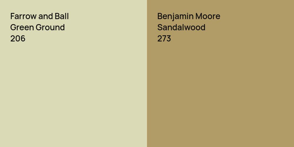 Farrow and Ball Green Ground vs. Benjamin Moore Sandalwood