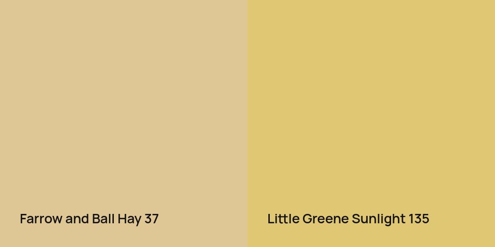 Farrow and Ball Hay vs. Little Greene Sunlight