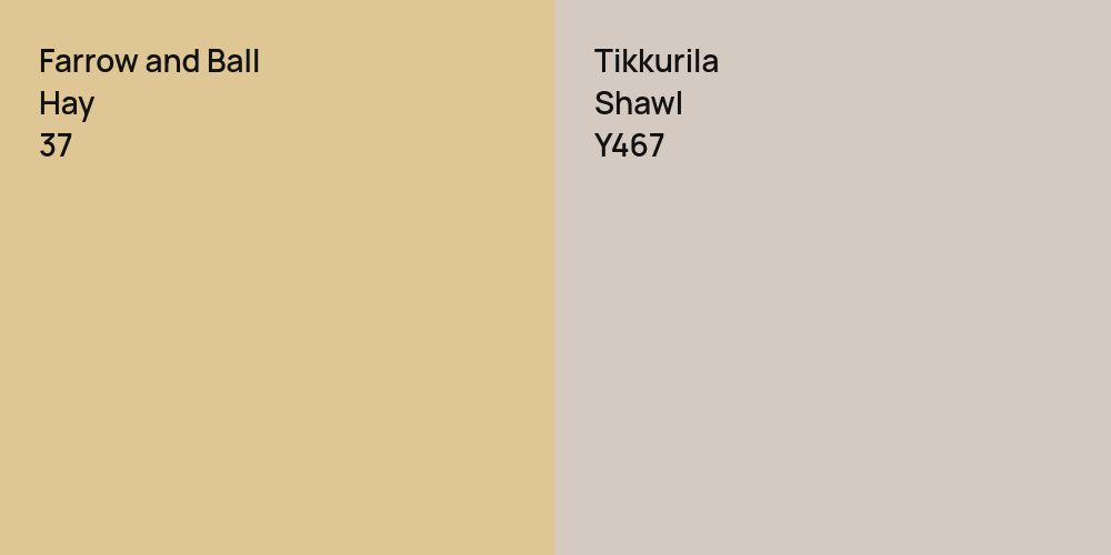 Farrow and Ball Hay vs. Tikkurila Shawl