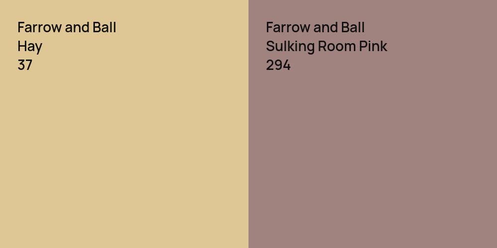 Farrow and Ball Hay vs. Farrow and Ball Sulking Room Pink