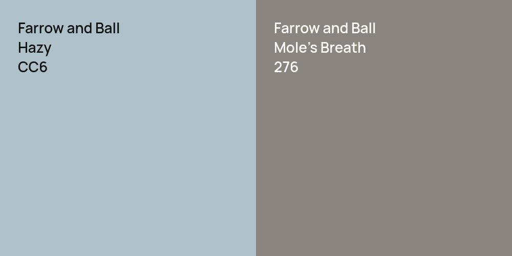 Farrow and Ball Hazy vs. Farrow and Ball Mole's Breath