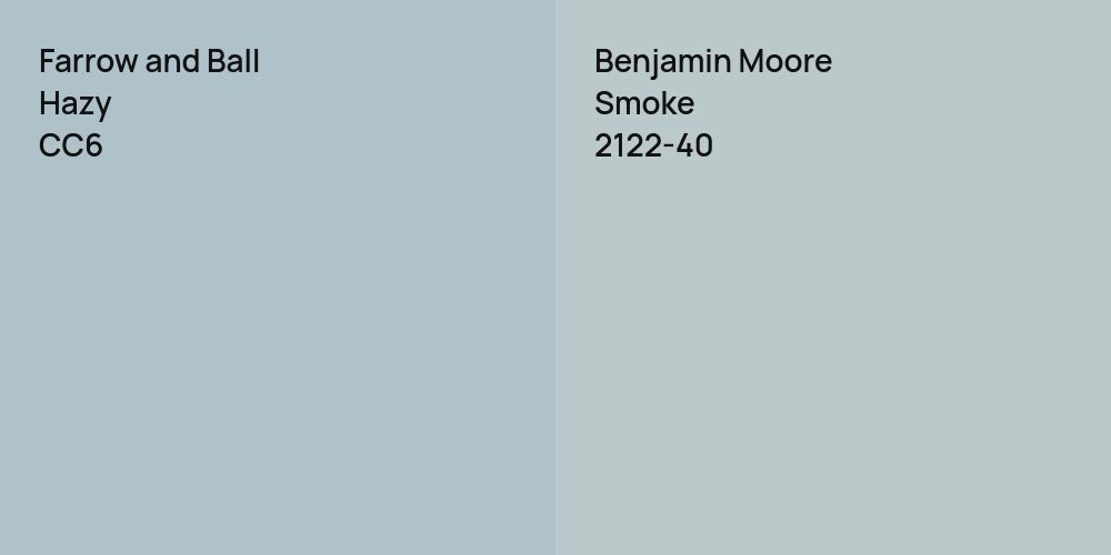 Farrow and Ball Hazy vs. Benjamin Moore Smoke