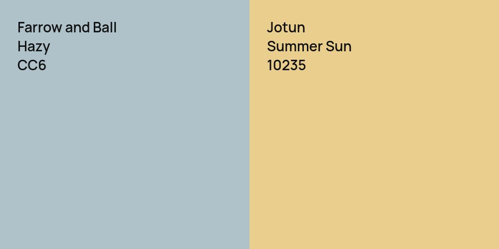 Farrow and Ball Hazy vs. Jotun Summer Sun