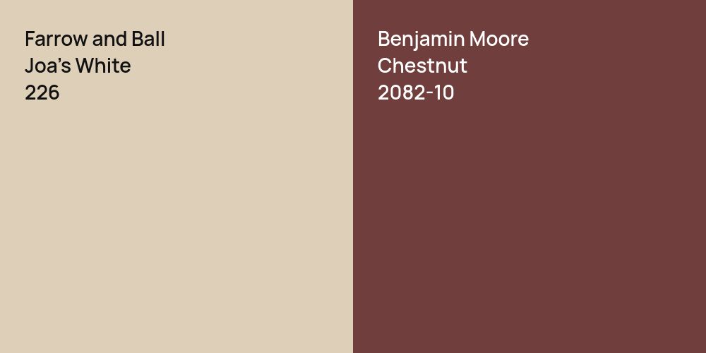 Farrow and Ball Joa's White vs. Benjamin Moore Chestnut