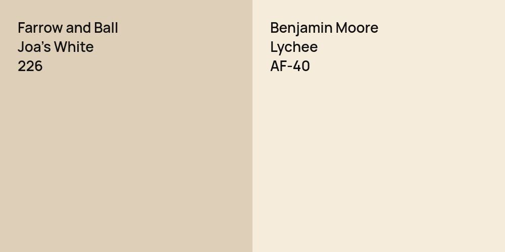 Farrow and Ball Joa's White vs. Benjamin Moore Lychee