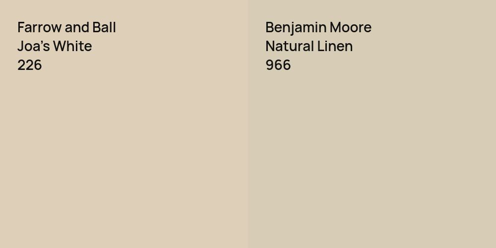 Farrow and Ball Joa's White vs. Benjamin Moore Natural Linen