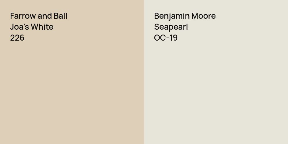 Farrow and Ball Joa's White vs. Benjamin Moore Seapearl