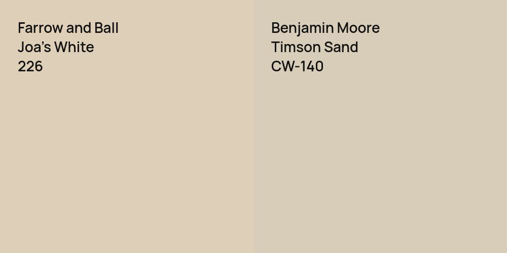 Farrow and Ball Joa's White vs. Benjamin Moore Timson Sand