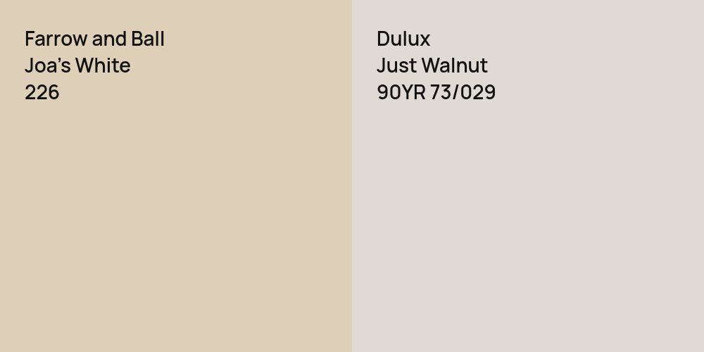 Farrow and Ball Joa's White vs. Dulux Just Walnut