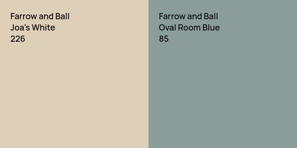 Farrow and Ball Joa's White vs. Farrow and Ball Oval Room Blue