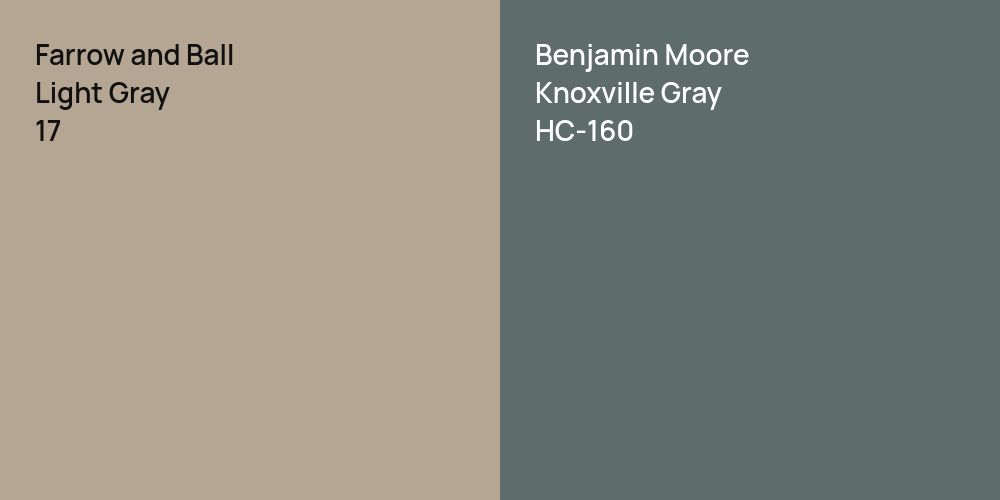 Farrow and Ball Light Gray vs. Benjamin Moore Knoxville Gray