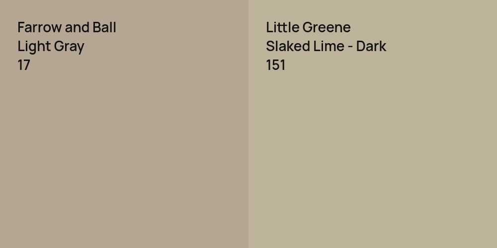 Farrow and Ball Light Gray vs. Little Greene Slaked Lime - Dark