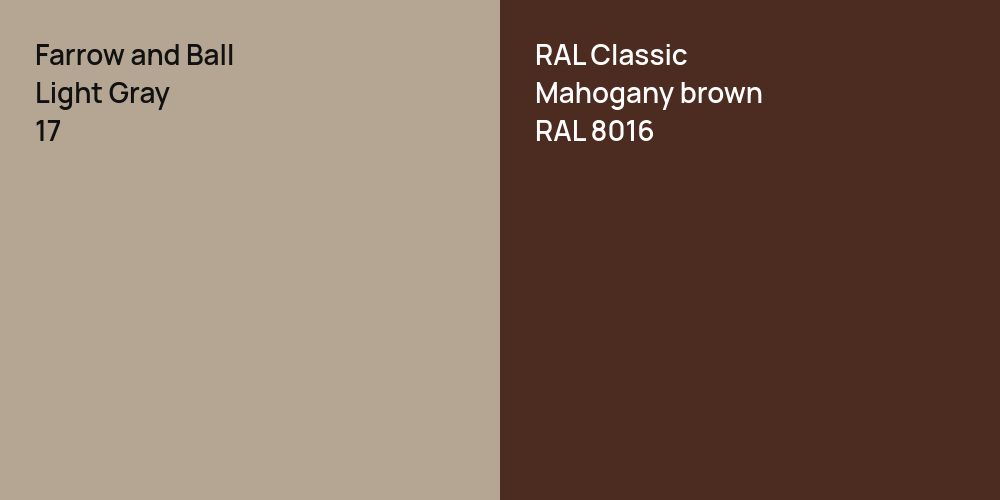 Farrow and Ball Light Gray vs. RAL Classic  Mahogany brown