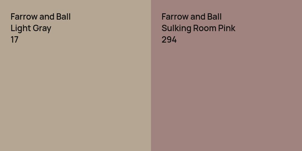 Farrow and Ball Light Gray vs. Farrow and Ball Sulking Room Pink