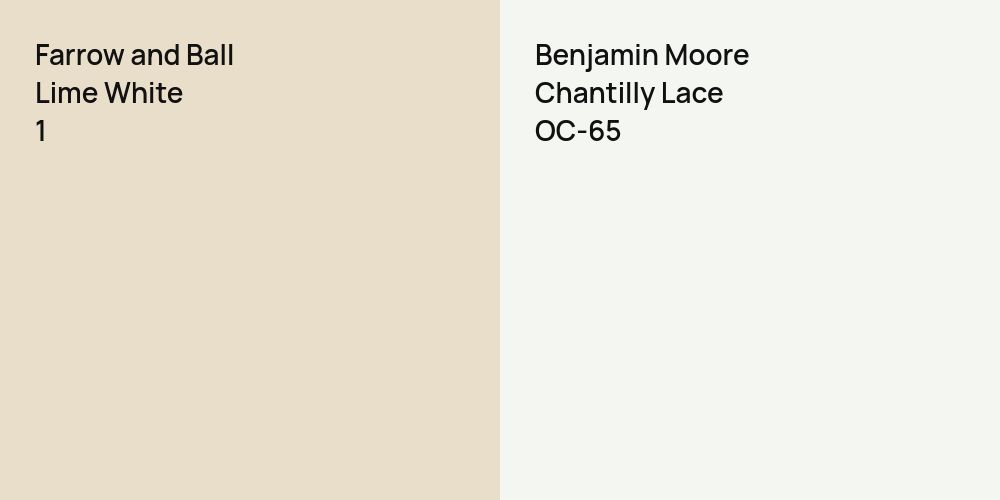 Farrow and Ball Lime White vs. Benjamin Moore Chantilly Lace