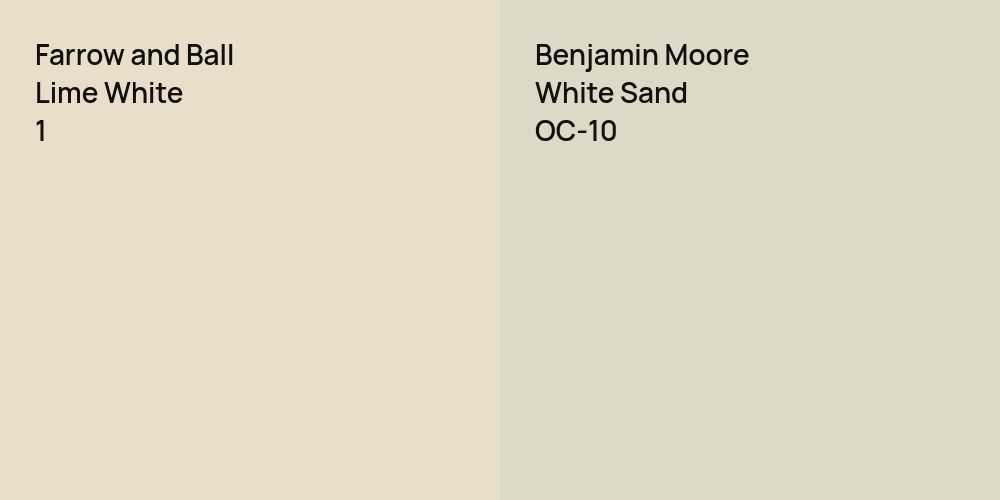 Farrow and Ball Lime White vs. Benjamin Moore White Sand