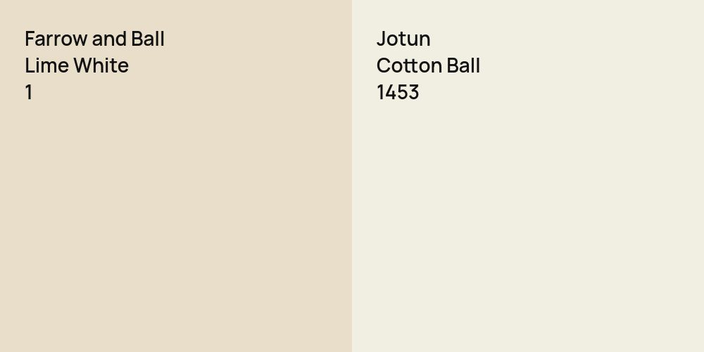 Farrow and Ball Lime White vs. Jotun Cotton Ball