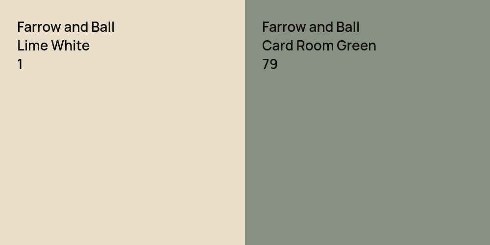 Farrow and Ball Lime White vs. Farrow and Ball Card Room Green