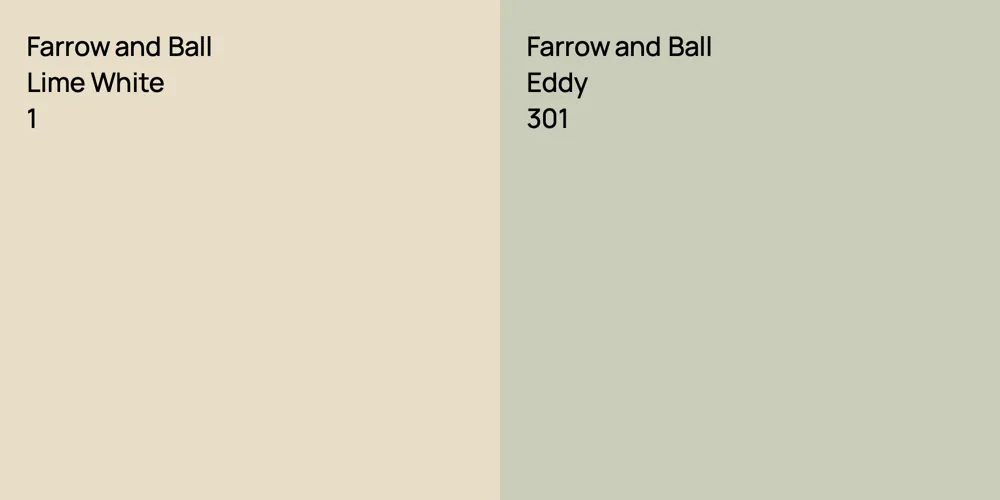 Farrow and Ball Lime White vs. Farrow and Ball Eddy comparison