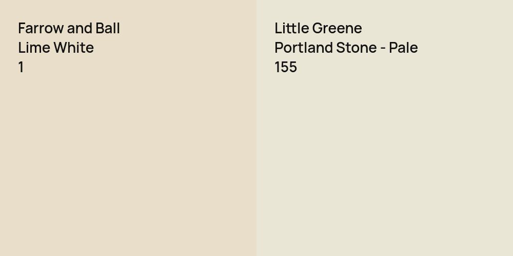 Farrow and Ball Lime White vs. Little Greene Portland Stone - Pale