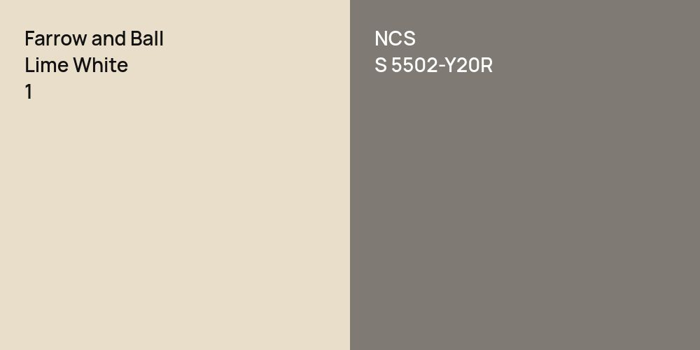 Farrow and Ball Lime White vs. NCS S 5502-Y20R