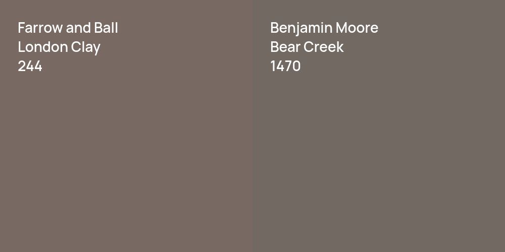 Farrow and Ball London Clay vs. Benjamin Moore Bear Creek