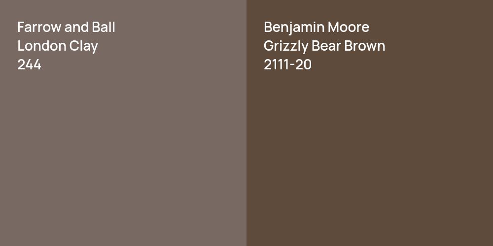 Farrow and Ball London Clay vs. Benjamin Moore Grizzly Bear Brown