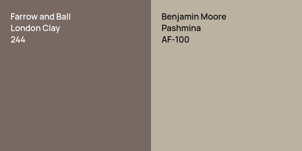 Farrow and Ball London Clay vs. Benjamin Moore Pashmina